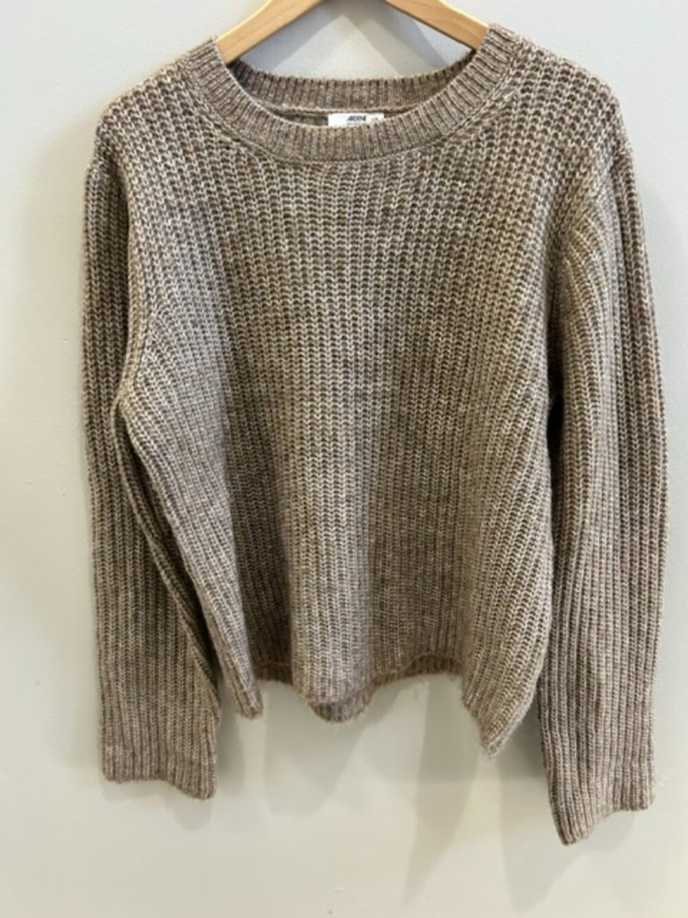 Ardene Taupe Marled Ribbed Knit Crew Sweater L/XL